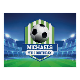 Soccer Birthday banner backdrop Poster