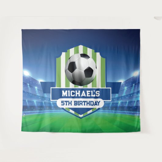 Soccer Birthday banner backdrop Wandteppich (Vorderseite (Horizontal))