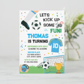 Soccer Birthday boy Invitation Einladung (Stehend Vorderseite)