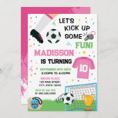 Soccer Birthday girl Invitation Einladung (Vorne/Hinten)