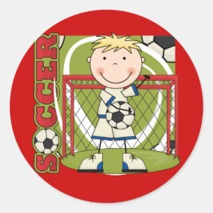 SOCCER - Blond Boy Goalie Tshirts und Geschenke Runder Aufkleber