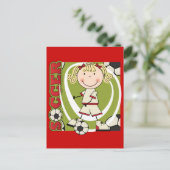 SOCCER - Blond Girl T - Shirt and Gifts Postkarte (Stehend Vorderseite)