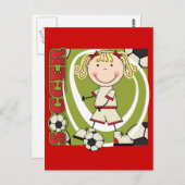 SOCCER - Blond Girl T - Shirt and Gifts Postkarte (Vorne/Hinten)