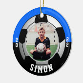 Soccer Blue Black Team Colors Keramik Ornament (Links)