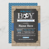 Soccer Blue Boy Baby Showball Einladung (Vorne/Hinten)
