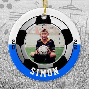 Soccer Blue White Team Colors Keramik Ornament