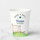 Soccer “Born Two Ball” Second Birthday Pappbecher (Rückseite)