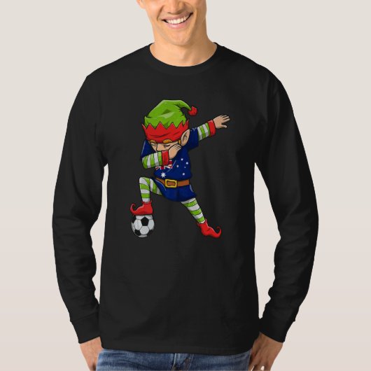 Soccer Boy Dabbing Elf Squad Christmas Australia F T-Shirt (Vorderseite)