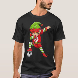 Soccer Boy Dabbing Elf Squad Christmas Tunesien Fo T-Shirt