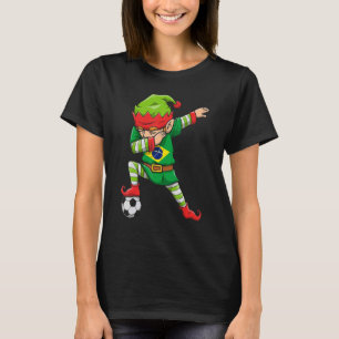 Soccer Boy Dabbing Elf Squad Weihnachten Brasilien T-Shirt