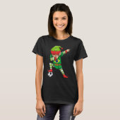 Soccer Boy Dabbing Elf Squad Weihnachten Brasilien T-Shirt (Vorne ganz)