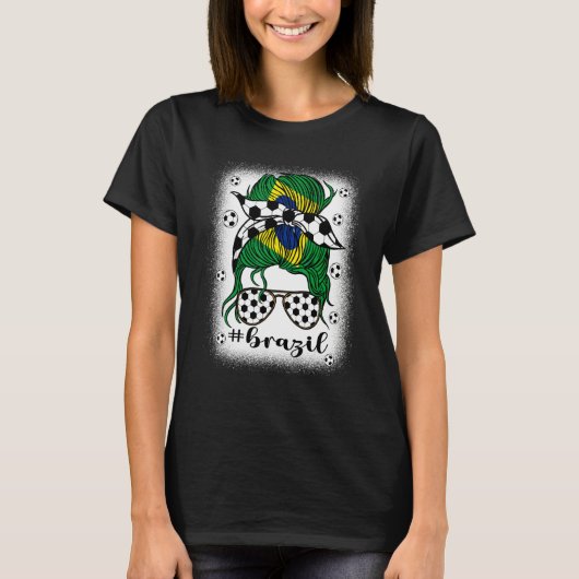 Soccer Brazil Football Fans Brazilian Girl Mom Mes T-Shirt (Vorderseite)