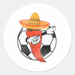 Soccer Byll Dabbing Hot Pepper Mexikanischer Chili Runder Aufkleber