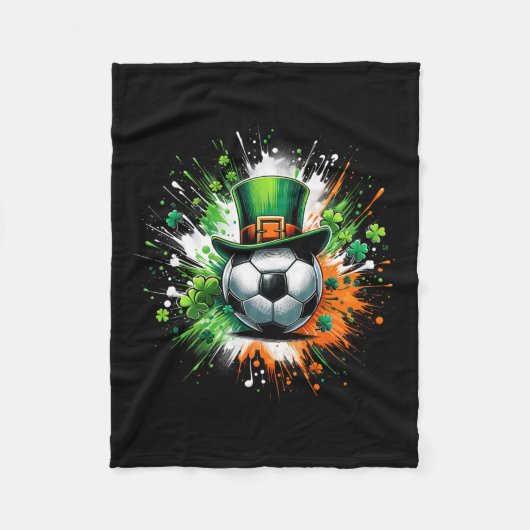 Soccer Byll Leprechaun Hat Irish Kleeblatt Patrick Fleecedecke (Vorderseite)