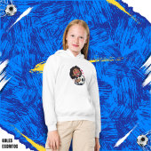 Soccer cartoon brunette man face in love hoodie