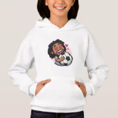 Soccer cartoon brunette man face in love hoodie (Vorderseite)