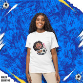 Soccer cartoon brunette man face in love T-Shirt