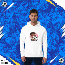 Soccer Cartoon Brunette Woman Face in Love Hoodie