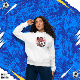 Soccer Cartoon Brunette Woman Face in Love Hoodie