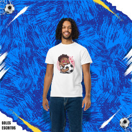Soccer Cartoon Brunette Woman Face in Love T-Shirt