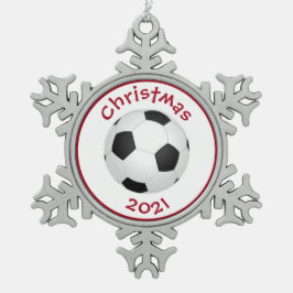 #soccer Christmas 2021 Schneeflocken Zinn-Ornament