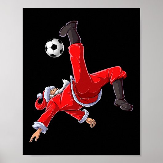 Soccer Christmas Santa Bicycle Kick Xmas Boys Men  Poster (Vorne)