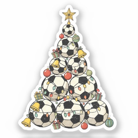 Soccer Christmas Tree Aufkleber (Vorderseite)