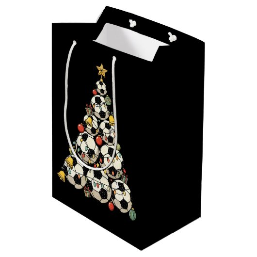 Soccer Christmas Tree Mittlere Geschenktüte (Rückseite Schrägansicht)