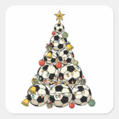 Soccer Christmas Tree Quadratischer Aufkleber (Vorderseite)