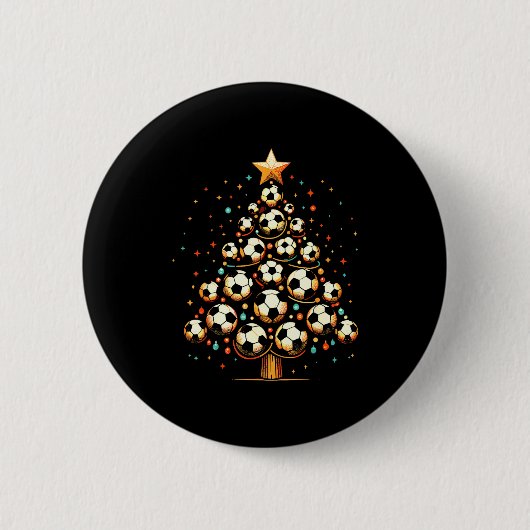 Soccer Christmas Tree Santa Xmas Girls Boys Men Ki Button (Vorderseite)
