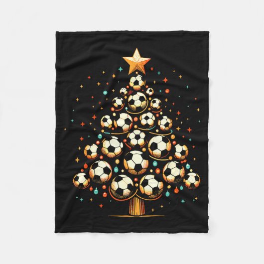 Soccer Christmas Tree Santa Xmas Girls Boys Men Ki Fleecedecke (Vorderseite)