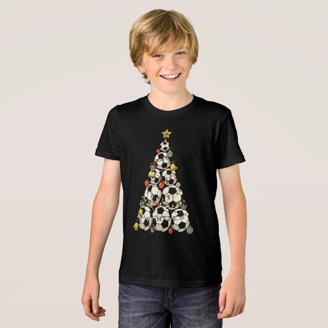 Soccer Christmas Tree Tri-Blend Shirt (Vorderseite voll)