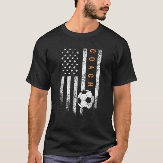 Soccer Coach American Flag Design Soccer Trainer C T-Shirt (Vorderseite)