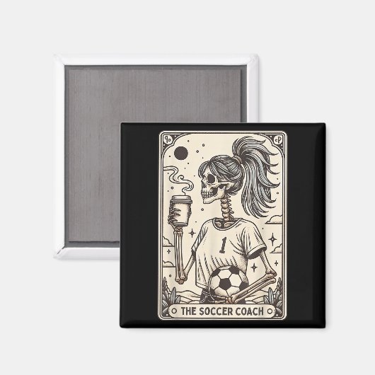 Soccer Coach Tarot Card Halloween Skeleton Soccer Magnet (Vorderseite/Rückseite)
