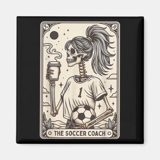 Soccer Coach Tarot Card Halloween Skeleton Soccer Magnet (Vorne)