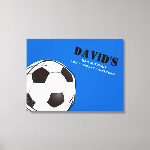 SOCCER COLORED Bar Bat Mitzvah Sign in Board Leinwanddruck