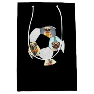 Soccer Cool Dog Pug Life Pug Birthday Cute Pug Mittlere Geschenktüte