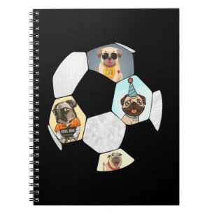 Soccer Cool Dog Pug Life Pug Birthday Cute Pug Notizblock