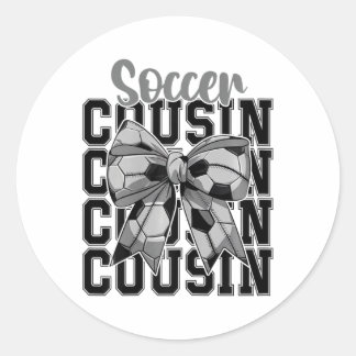 Soccer Cousin Coquette Bow Biggest Fan Sport Lover Runder Aufkleber
