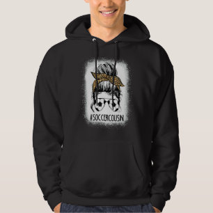 Soccer Cousin Life Messy Bun Leopard Muttertag Hoodie