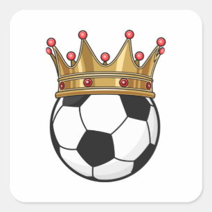 Soccer Crown King Quadratischer Aufkleber