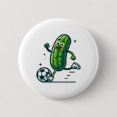 Soccer Cucumber Kicking Byll Funny Pickle Player Button (Vorderseite)