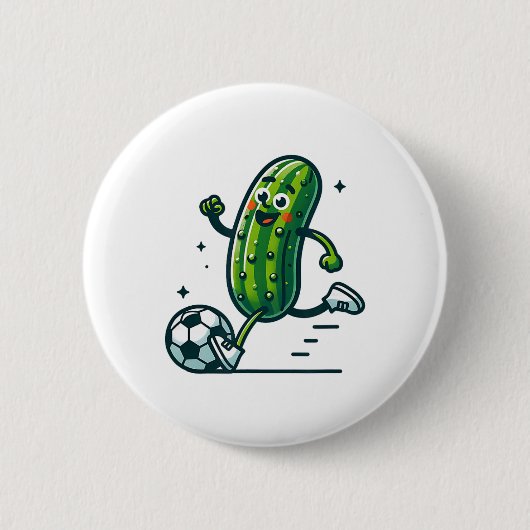 Soccer Cucumber Kicking Byll Funny Pickle Player Button (Vorderseite)
