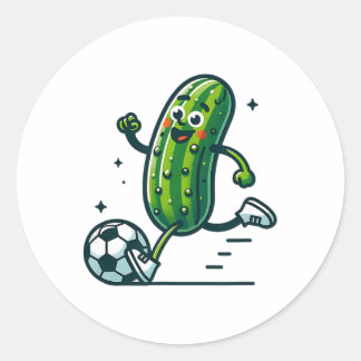 Soccer Cucumber Kicking Byll Funny Pickle Player  Runder Aufkleber