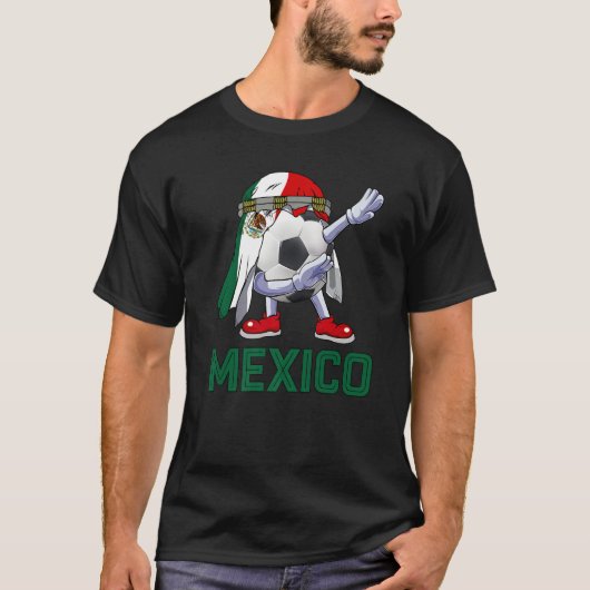 Soccer  Cute Soccer Ball Dabbing Mexico Flag Pride T-Shirt (Vorderseite)