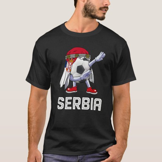 Soccer Cute Soccer Ball Dabbing Serbia Flag Pride T-Shirt (Vorderseite)