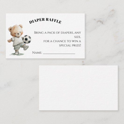 Soccer Diaper Raffle Card | A Little All-Star Begleitkarte (Vorne/Hinten)