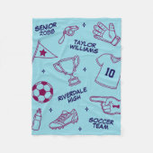 Soccer Doodle Pattern Custom Text Senior Gift Fleecedecke (Vorderseite)