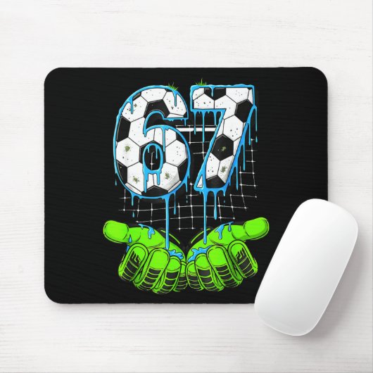 Soccer Drip 67 Six Seven Funny Gen Alpha Meme 6 7 Mousepad (Mit Mouse)