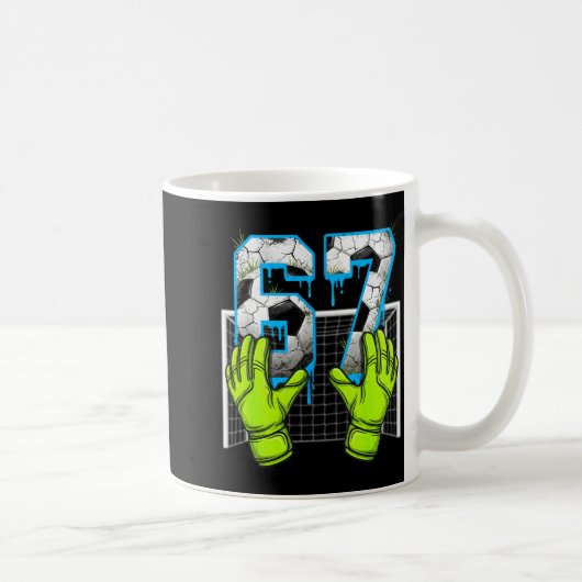 Soccer Drip 67 Six Seven Funny Gen Alpha Meme Desi Kaffeetasse (Rechts)